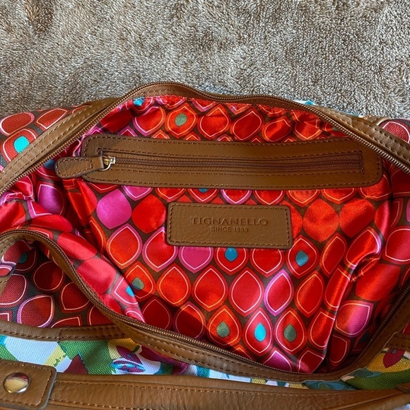Tignanello Tropical Floral Hobo Bag with Tan Leather Trim NWT - Picture 8 of 10